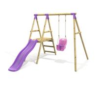 Rebo Single Garden Swing Set With Slide For Kids - Cassini Purple