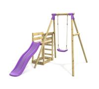 Rebo Single Swing Set With Slide - Solar Purple