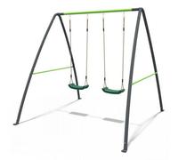 Rebo Steel Series Metal Children's Swing Set - Double Swing Green