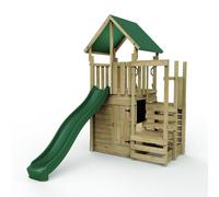 Rebo Wooden Climbing Frame Play Tower & Slide - M11 Stepup Den in Brown Rebo Brown