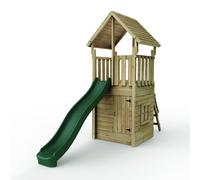 Rebo Wooden Climbing Frame with Play Tower, Secret Den & Slide in Brown Rebo Brown