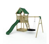 Rebo Wooden Climbing Frame with Play Tower & Slide - M1 Charnwood in Brown Rebo Brown