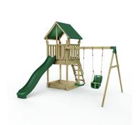 Rebo Wooden Climbing Frame with Play Tower & Slide - M1 Haldon in Brown Rebo Brown