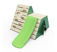 Rebo Wooden Climbing Pyramid with Climbing Wall, Secret Den & Slide - Green Rebo Green