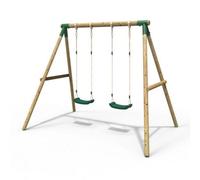 Rebo Wooden Garden Swing Set With 2 Swings For Kids - Venus Green