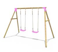 Rebo Wooden Garden Swing Set with 2 Swings - Venus Pink Rebo Pink