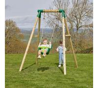 Rebo Baby Wooden Garden Swing Set - Pluto | OutdoorToys | Strong and Sturdy Children's Swing Set, Pressure Treated Timber, Soft-Feel Ropes, Baby Swing Seat