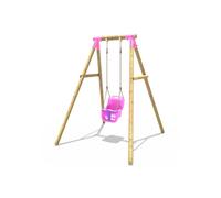 Rebo Wooden Garden Swing Set With Baby Seat For Kids- Pluto Pink