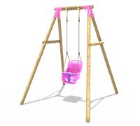 Rebo Wooden Garden Swing Set with Baby Seat for Kids- Pluto Pink