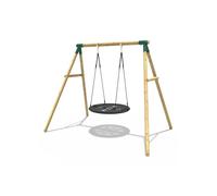 Rebo Wooden Garden Swing Set with Large Round Net Swing Seat - Mercury Green