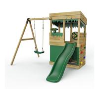 Rebo Wooden Lookout Tower Playhouse with 6ft Slide - Yellowstone in Natural Rebo Natural