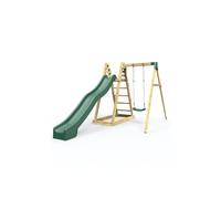 Rebo® Wooden Pyramid Activity Frame with Swings and 8.7ft Water Slide - Angel | OutdoorToys | Kids' Outdoor Wooden Garden Play Equipment, Children's Jungle Gym