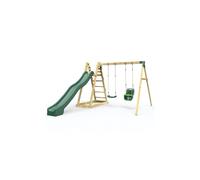 Rebo Wooden Swing Set with 10ft Slide - Cora Linn Green Rebo Green