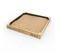 Rebo Wooden Sandpit Ball Pool Square Frame Sandbox 100Cm X 100Cm