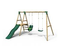 Rebo Wooden Swing Set with Slide - Odyssey Green Rebo Green