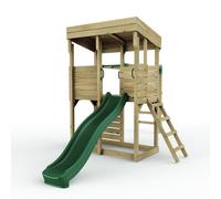 Rebo XL Lookout Tower Playhouse with Monkey Bars & Slide in Brown Rebo Brown