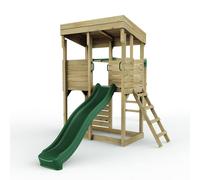 Rebo XL Lookout Tower Playhouse with Monkey Bars & Slide in Brown Rebo Brown