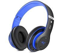Rebocico Headphones, 6 EQ Modes,Headphones Wireless, 65 Hours Playtime Foldable Lightweight Bluetooth Headphones Over Ear with Built-in HD Mic,Deep Bass, FM, SD/TF for PC/Home（Black Blue）