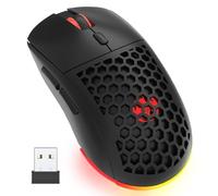 REBOCOON Honeycomb M32 Wireless Gaming Mouse - 2.4GHz RGB Rechargeable Ergo Mouse with Silent Clicks & 3200 DPI for PC/Mac -Black