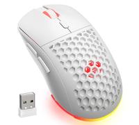 REBOCOON Honeycomb M32 Wireless Gaming Mouse - 2.4GHz RGB Rechargeable Ergo Mouse with Silent Clicks & 3200 DPI for PC/Mac -White