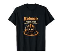 Reboot Coffee IT Humor Power Button Graphic T-Shirt
