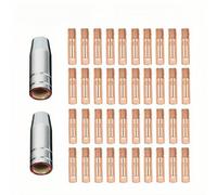 Reboot MB15/AK15 MIG Welding Torch Consumables Kit (42-Piece) - 0.8mm & 1.0mm Contact Tips, Gas Nozzles - Fits MB15/AK15 Torches