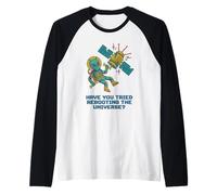 Rebooting The Universe Alien Satellite IT Joke Raglan Baseball Tee