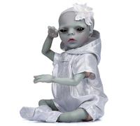 Reborn Alien Doll - Hyper Realistic Painted, Soft Silicone Vinyl Body, Flexible Limbs | Detailed Fantasy Sculpture Showcase Idea For Art Collectors Studios Exhibitions Crea