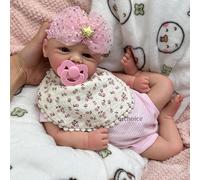 Reborn Baby Dolls Silicone Full Body Girl with Openable Mouth 17 Inch Realistic Newborn Baby Doll Eyes Open Anatomically Correct