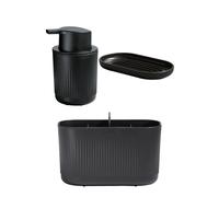 ReBorn Bathroom Caddy Large, Soap Dispenser & Soap Dish Set - Black ReBorn Black