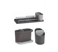 ReBorn Cutlery Drainer, Compact Draining Rack & Sink Tidy Set - Dark Grey ReBorn Dark Grey