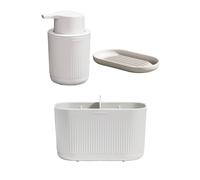 ReBorn Large Bathroom Caddy, Soap Dispenser & Soap Dish Set - White ReBorn White