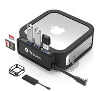 Reborn Mac mini M4 Dock & Case Black | 5-Port USB-C Hub with 5G 3* USB-A 3.0, SD TF 3.0 Card Reader | High-Speed Data Transfer & Multi-Device Connectivity for Mac mini M4 and M4 Pro 2024