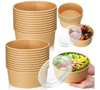 Reborn Packaging 1100ml Kraft Paper Round Bowls - 300 Pack, Eco-Friendly & Recyclable, Lids Sold Separately, Disposable Food Containers for Takeaway, Catering, Restaurants, Food Stalls, Wholesale
