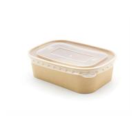 Reborn Packaging Disposable Kraft Paper Rectangular Food Containers PP Lid Takeaway Salad Box (600, 650ml (22oz) - Medium)