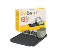 ReBorn® Reborn Large Recycled Draining Rack - Sage Green Kitchen Dish Drainer - Holds Up To 10 Plates - Made In The Uk
