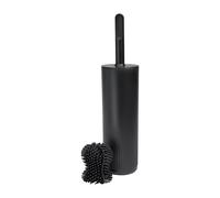 ReBorn Recycled Bathroom Toilet Brush & Holder Made in UK - Graphite Black | Anti drip 360 hourglass head, closed storage cover, replaceable heads, hygienic, made from 100% recycled plastic