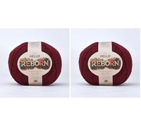 Reborn Recycled Cotton - Burgundy - 200g DK Crochet/Knitting Yarn (Pack of 2)