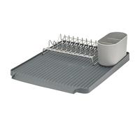 ReBorn Recycled Dish Rack 10 Plates Kitchen Drainer Made in UK - Dark Grey | Holds 10 plates, removable cutlery basket, stainless steel rack, drip tray, sinkside drying, recycled plastic frame