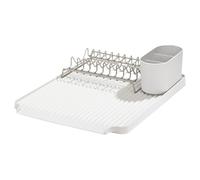 ReBorn Recycled Dish Rack 10 Plates Kitchen Drainer Made in UK - Stone | Holds 10 plates, removable cutlery basket, stainless steel rack, drip tray, sinkside drying, recycled plastic frame