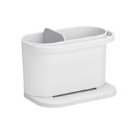 ReBorn Recycled Kitchen Sink Tidy Organiser Sink Caddy Made in UK - Stone | Two compartments, integrated dishcloth rail, ribbed sloping base drains fast, wipe clean, made from 100% recycled plastic