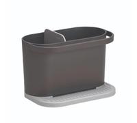 ReBorn Recycled Kitchen Sink Tidy Organiser Worktop Made in UK - Dark Grey | Two compartments, integrated dishcloth rail, ribbed sloping base drains fast, wipe clean, made from 100% recycled plastic