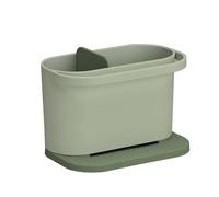 ReBorn - Recycled Sink Tidy - Kitchen Sink Organiser - Two Main Compartments - Integrated Dishcloth Rail - Ribbed, Sloping Base for Draining - Made in Britain (Sage Green)