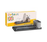 ReBorn Recycled Versatile Made in Britain 6 Plates Compact Draining Rack in Dark Grey | Size: Small ReBorn Dark Grey Small