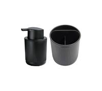 ReBorn Soap Dispenser 250ml & Toothbrush Holder Set - Black ReBorn Black