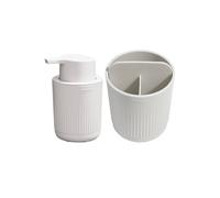 ReBorn Soap Dispenser 250ml & Toothbrush Holder Set - White ReBorn White