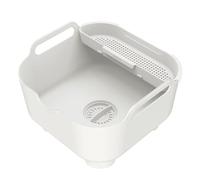 ReBorn Washing Up Bowl Pro + Multipurpose Drainer - Recycled 9L Kitchen Sink Bowl, Carry Handles, Integrated Plug, Pour Spout, Made in Britain (Light Stone)