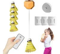 Rebound Badminton Trainer, Remote Control Kit, Single Player Practice, Adjustable Swing Arm, Portable Base Stand, Ideal for Kids Training, Adult Skill Building, Backyard Drills, Indoor Practice