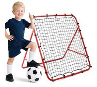 Rebounder Net Practise Football Training Net Soccer Kickback Target Goal Pro for Children Kids Play Teaching Equipment Adjustable Portable Soccer Door Red