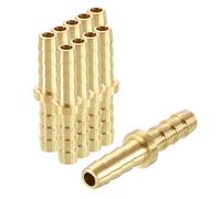 Rebower 10 Pack Brass Hose Barb Adapter, 1/8"(3.2mm) Barb to 1/8"(3.2mm) for Industrial, Automotive, Fluid Transfer, Home Gardening, and Water Treatment